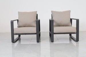 English Elm Luxury Powder-Coated Aluminum Outdoor Conversation Set with Foam Cushions for Modern Patios Beige / Dark Gray B120S00295
