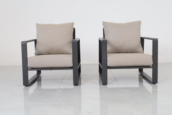 English Elm Luxury Powder-Coated Aluminum Outdoor Conversation Set with Foam Cushions for Modern Patios Beige / Dark Gray B120S00295