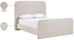 Meridian Furniture Fira King Upholstered Bed with Curved Headboard and Plush Fabric for Modern Bedroom Style Beige Linen Textured Fabric B1221Beige-K