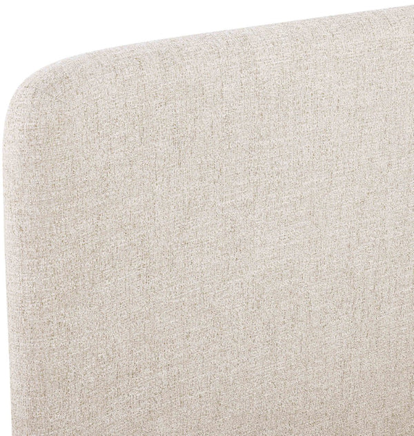 Meridian Furniture Fira Queen Upholstered Platform Bed Curved Headboard Soft Modern Bedroom Frame Beige Linen Textured Fabric B1221Beige-Q