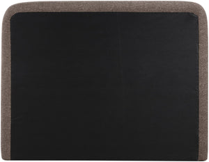Meridian Furniture Fira Upholstered Full Bed with Curved Headboard and Tailored Frame for Modern Bedrooms Brown Linen Textured Fabric B1221Brown-F