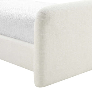 Meridian Furniture Fira Upholstered Twin Bed Soft Curved Headboard for Modern and Contemporary Bedrooms Cream Linen Textured Fabric B1221Cream-T