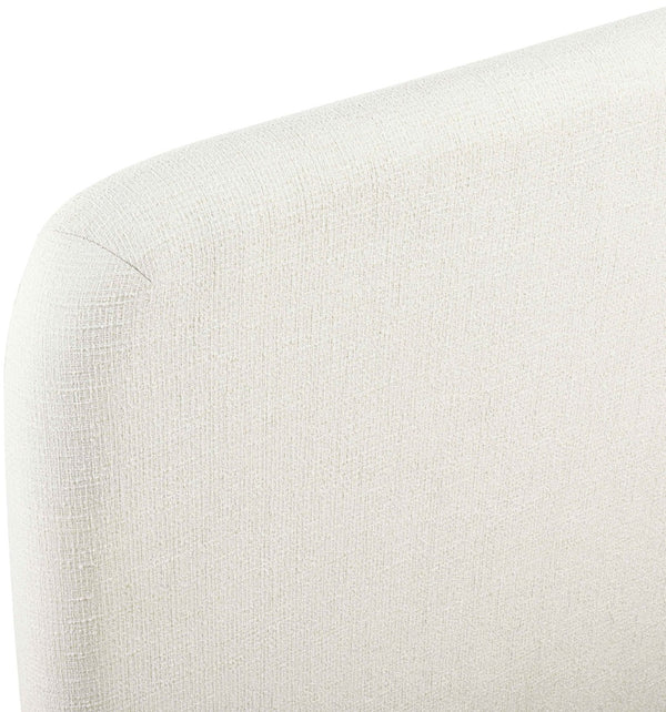 Meridian Furniture Fira Upholstered Twin Bed Soft Curved Headboard for Modern and Contemporary Bedrooms Cream Linen Textured Fabric B1221Cream-T