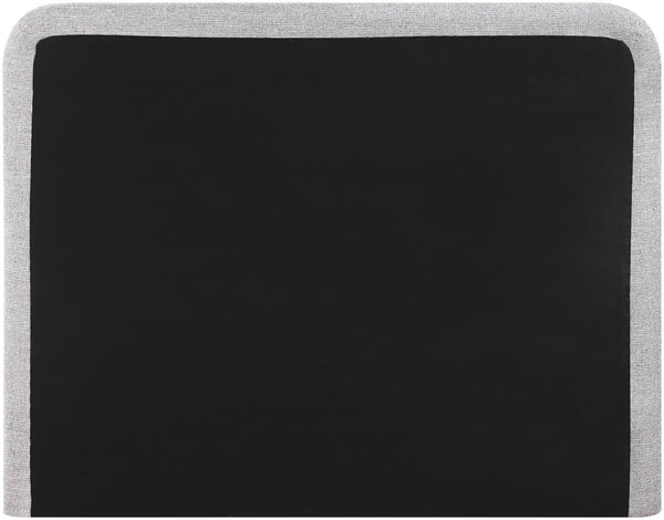 Meridian Furniture Fira King Upholstered Bed with Curved Headboard and Plush Fabric for Modern Bedroom Style Grey Linen Textured Fabric B1221Grey-K