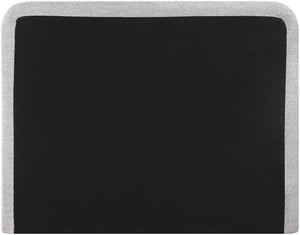 Meridian Furniture Fira Queen Upholstered Platform Bed Curved Headboard Soft Modern Bedroom Frame Grey Linen Textured Fabric B1221Grey-Q
