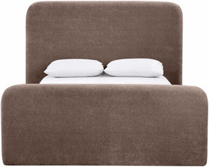 Meridian Furniture Fira King Upholstered Bed with Curved Headboard and Plush Fabric for Modern Bedroom Style Brown Chenille Fabric B1222Brown-K