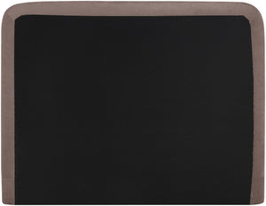 Meridian Furniture Fira King Upholstered Bed with Curved Headboard and Plush Fabric for Modern Bedroom Style Brown Chenille Fabric B1222Brown-K