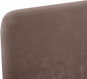 Meridian Furniture Fira Queen Upholstered Platform Bed Curved Headboard Soft Modern Bedroom Frame Brown Chenille Fabric B1222Brown-Q
