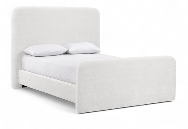 Meridian Furniture Fira King Upholstered Bed with Curved Headboard and Plush Fabric for Modern Bedroom Style Cream Chenille Fabric B1222Cream-K