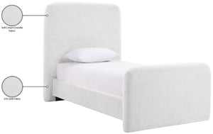 Meridian Furniture Fira Upholstered Twin Bed Soft Curved Headboard for Modern and Contemporary Bedrooms Cream Chenille Fabric B1222Cream-T