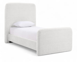 Meridian Furniture Fira Upholstered Twin Bed Soft Curved Headboard for Modern and Contemporary Bedrooms Cream Chenille Fabric B1222Cream-T