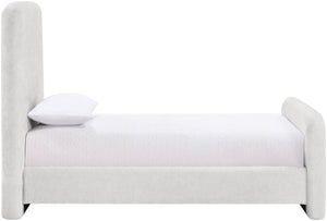 Meridian Furniture Fira Upholstered Twin Bed Soft Curved Headboard for Modern and Contemporary Bedrooms Cream Chenille Fabric B1222Cream-T