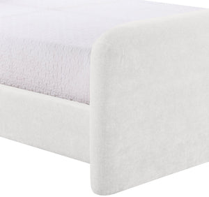 Meridian Furniture Fira Upholstered Twin Bed Soft Curved Headboard for Modern and Contemporary Bedrooms Cream Chenille Fabric B1222Cream-T