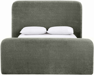 Meridian Furniture Fira King Upholstered Bed with Curved Headboard and Plush Fabric for Modern Bedroom Style Green Chenille Fabric B1222Green-K