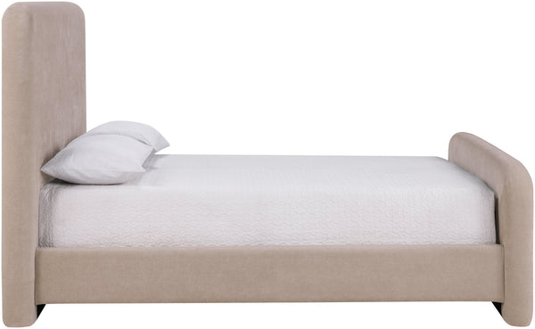 Meridian Furniture Fira King Upholstered Bed with Curved Headboard and Plush Fabric for Modern Bedroom Style Taupe Chenille Fabric B1222Taupe-K