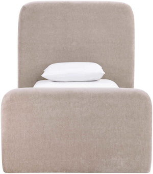 Meridian Furniture Fira Upholstered Twin Bed Soft Curved Headboard for Modern and Contemporary Bedrooms Taupe Chenille Fabric B1222Taupe-T