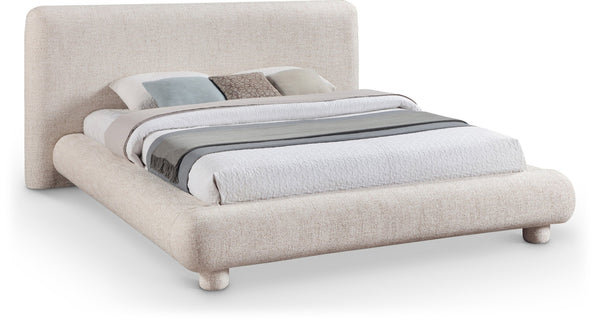 Meridian Furniture Blair Upholstered Full Bed with Curved Headboard for Stylish and Comfortable Modern Bedrooms Beige Polyester Fabric B1234Beige-F