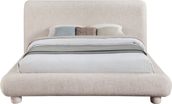 Meridian Furniture Blair Upholstered Full Bed with Curved Headboard for Stylish and Comfortable Modern Bedrooms Beige Polyester Fabric B1234Beige-F