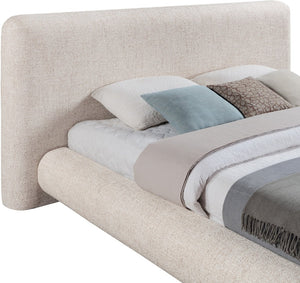 Meridian Furniture Blair Upholstered Full Bed with Curved Headboard for Stylish and Comfortable Modern Bedrooms Beige Polyester Fabric B1234Beige-F