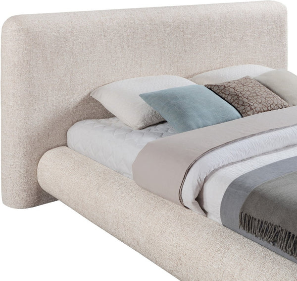 Meridian Furniture Blair Upholstered Full Bed with Curved Headboard for Stylish and Comfortable Modern Bedrooms Beige Polyester Fabric B1234Beige-F