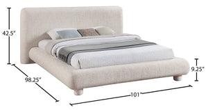 Meridian Furniture Blair Upholstered King Bed Curved Padded Headboard Stylish Frame for Modern Bedroom Beige Polyester Fabric B1234Beige-K