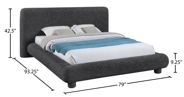 Meridian Furniture Blair Upholstered Full Bed with Curved Headboard for Stylish and Comfortable Modern Bedrooms Black Polyester Fabric B1234Black-F