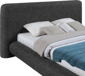 Meridian Furniture Blair Upholstered King Bed Curved Padded Headboard Stylish Frame for Modern Bedroom Black Polyester Fabric B1234Black-K