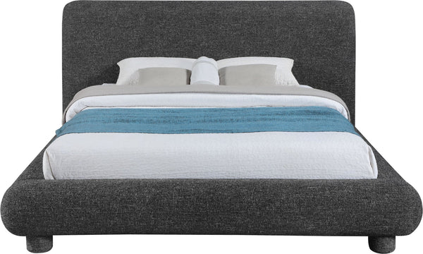 Meridian Furniture Blair Queen Upholstered Bed Curved Headboard Plush Fabric Modern Neutral Bedroom Frame Black Polyester Fabric B1234Black-Q