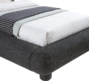 Meridian Furniture Blair Upholstered Twin Bed Rounded Headboard Soft Fabric Frame for Modern Bedroom Decor Black Polyester Fabric B1234Black-T