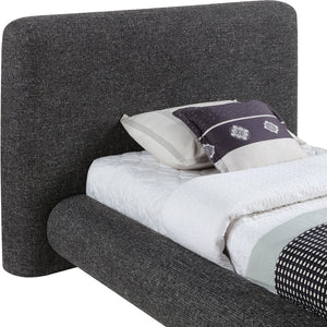 Meridian Furniture Blair Upholstered Twin Bed Rounded Headboard Soft Fabric Frame for Modern Bedroom Decor Black Polyester Fabric B1234Black-T