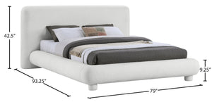 Meridian Furniture Blair Upholstered Full Bed with Curved Headboard for Stylish and Comfortable Modern Bedrooms Cream Polyester Fabric B1234Cream-F