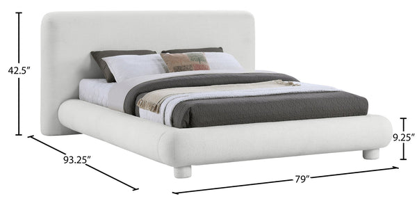 Meridian Furniture Blair Upholstered Full Bed with Curved Headboard for Stylish and Comfortable Modern Bedrooms Cream Polyester Fabric B1234Cream-F