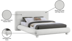 Meridian Furniture Blair Upholstered Full Bed with Curved Headboard for Stylish and Comfortable Modern Bedrooms Cream Polyester Fabric B1234Cream-F