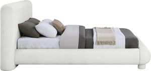 Meridian Furniture Blair Upholstered Full Bed with Curved Headboard for Stylish and Comfortable Modern Bedrooms Cream Polyester Fabric B1234Cream-F