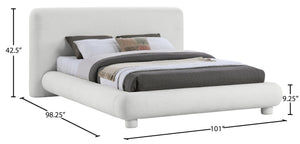 Meridian Furniture Blair Upholstered King Bed Curved Padded Headboard Stylish Frame for Modern Bedroom Cream Polyester Fabric B1234Cream-K