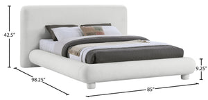 Meridian Furniture Blair Queen Upholstered Bed Curved Headboard Plush Fabric Modern Neutral Bedroom Frame Cream Polyester Fabric B1234Cream-Q