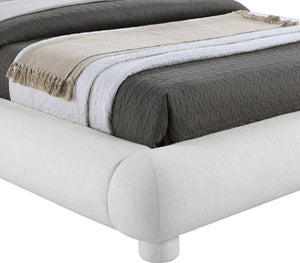 Meridian Furniture Blair Queen Upholstered Bed Curved Headboard Plush Fabric Modern Neutral Bedroom Frame Cream Polyester Fabric B1234Cream-Q