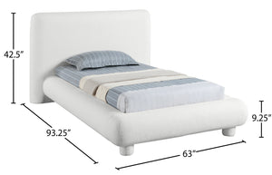Meridian Furniture Blair Upholstered Twin Bed Rounded Headboard Soft Fabric Frame for Modern Bedroom Decor Cream Polyester Fabric B1234Cream-T