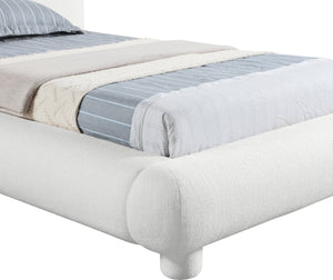 Meridian Furniture Blair Upholstered Twin Bed Rounded Headboard Soft Fabric Frame for Modern Bedroom Decor Cream Polyester Fabric B1234Cream-T