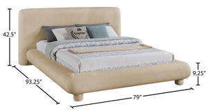 Meridian Furniture Blair Upholstered Full Bed with Curved Headboard for Stylish and Comfortable Modern Bedrooms Beige Chenille Fabric B1235Beige-F