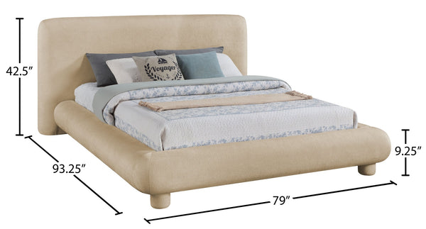 Meridian Furniture Blair Upholstered Full Bed with Curved Headboard for Stylish and Comfortable Modern Bedrooms Beige Chenille Fabric B1235Beige-F
