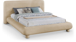 Meridian Furniture Blair Upholstered Full Bed with Curved Headboard for Stylish and Comfortable Modern Bedrooms Beige Chenille Fabric B1235Beige-F