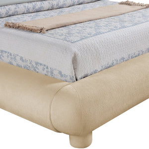 Meridian Furniture Blair Upholstered Full Bed with Curved Headboard for Stylish and Comfortable Modern Bedrooms Beige Chenille Fabric B1235Beige-F