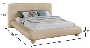 Meridian Furniture Blair Upholstered King Bed Curved Padded Headboard Stylish Frame for Modern Bedroom Beige Chenille Fabric B1235Beige-K