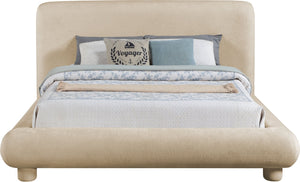 Meridian Furniture Blair Upholstered King Bed Curved Padded Headboard Stylish Frame for Modern Bedroom Beige Chenille Fabric B1235Beige-K