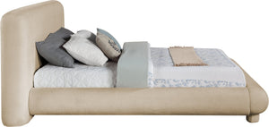 Meridian Furniture Blair Queen Upholstered Bed Curved Headboard Plush Fabric Modern Neutral Bedroom Frame Beige Chenille Fabric B1235Beige-Q