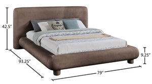 Meridian Furniture Blair Upholstered Full Bed with Curved Headboard for Stylish and Comfortable Modern Bedrooms Brown Chenille Fabric B1235Brown-F