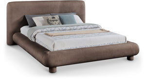 Meridian Furniture Blair Upholstered Full Bed with Curved Headboard for Stylish and Comfortable Modern Bedrooms Brown Chenille Fabric B1235Brown-F