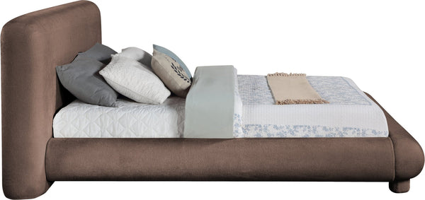 Meridian Furniture Blair Upholstered Full Bed with Curved Headboard for Stylish and Comfortable Modern Bedrooms Brown Chenille Fabric B1235Brown-F