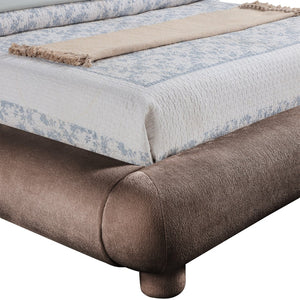 Meridian Furniture Blair Upholstered Full Bed with Curved Headboard for Stylish and Comfortable Modern Bedrooms Brown Chenille Fabric B1235Brown-F